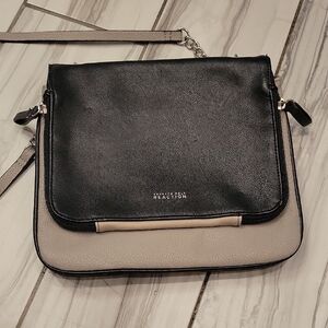 Kenneth Cole Reaction Sleek Black and Tan Crossbody Bag